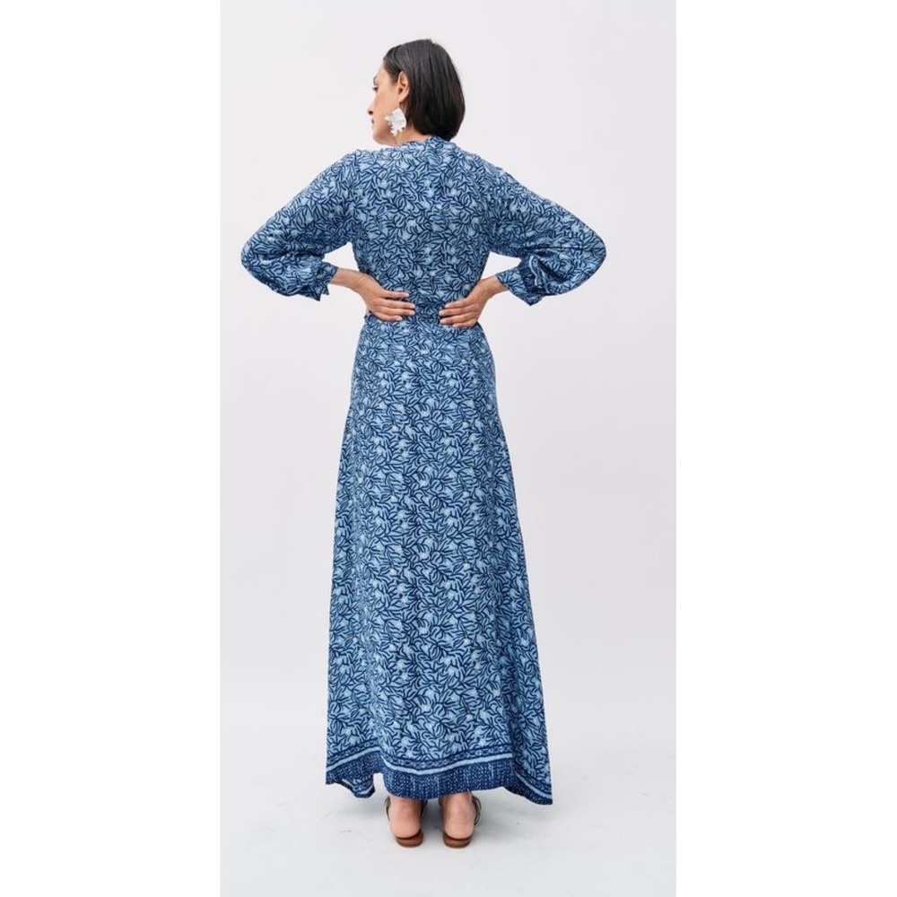 Natalie‎ Martin Alice Water Lilly Blue Floral Maxi Dress Size Large Boho NEW